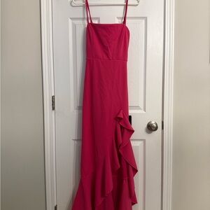 NWT Iveta Fuchsia Cutout Ruffled Sleeveless Midi Dress (Broken Zipper)